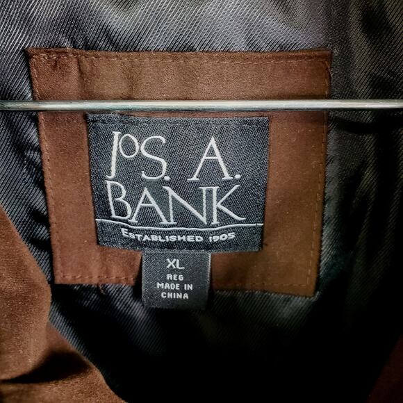 Jos. A. Bank Mens Bomber Jacket Removable Lining Faux Suede Dark Brown Sz XL - Picture 6 of 15